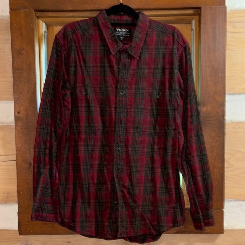 Filson Red and Green Casual Button Down Shirt